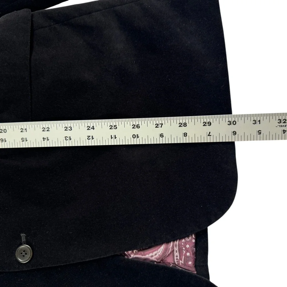 Adolfo Black‎ Velvet Blazer Mens 44R Sport Coat Paisley Lining Gothic Victorian